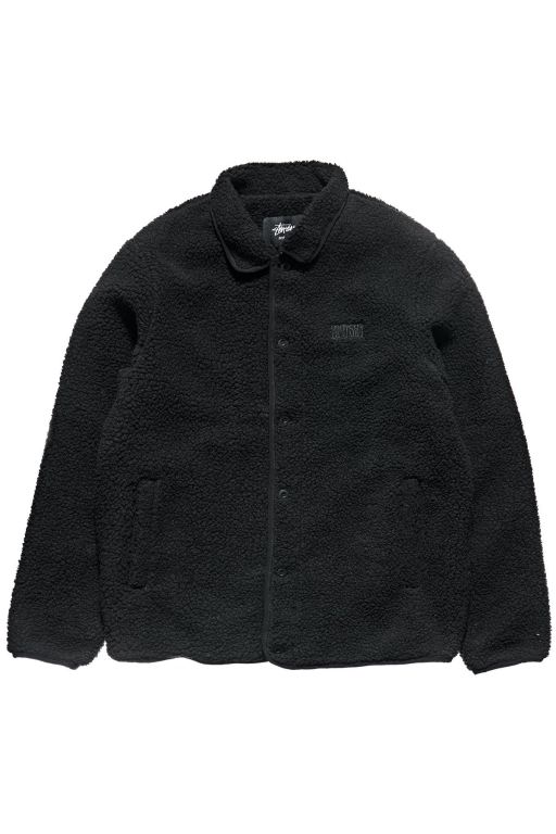 Stussy Mens Sherpa Button Down Jackets Black - KZELN3917